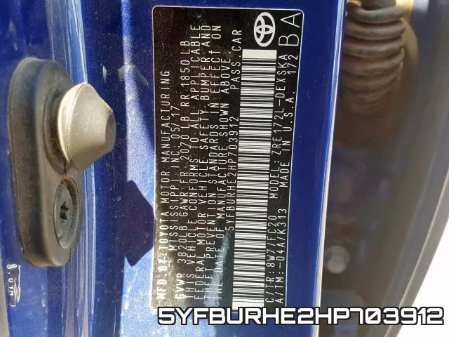 5YFBURHE2HP703912 фото 2