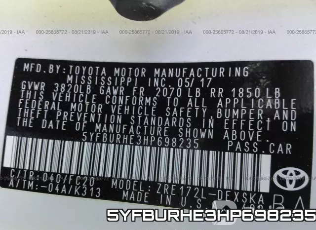 5YFBURHE3HP698235 фото 10