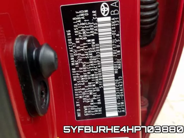 5YFBURHE4HP703880 фото 2