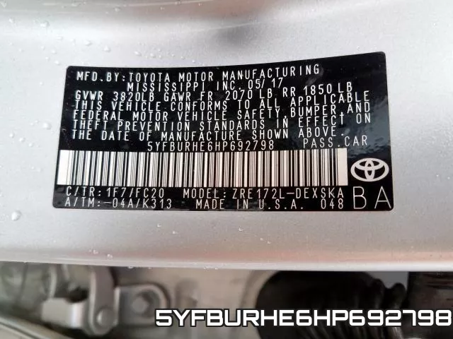 5YFBURHE6HP692798 фото 2