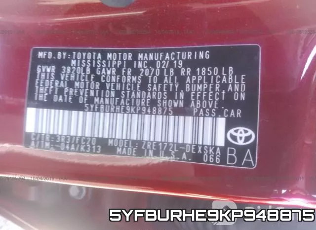 5YFBURHE9KP948875 фото 10