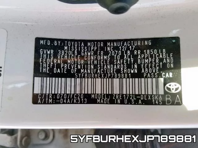 5YFBURHEXJP789881 фото 2