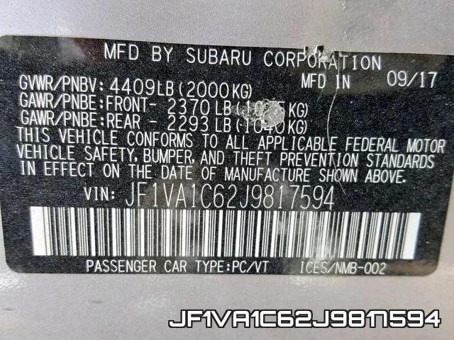 JF1VA1C62J9817594 фото 2