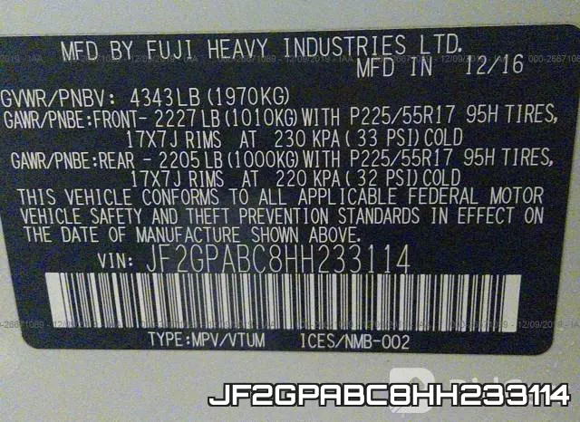 JF2GPABC8HH233114 фото 10