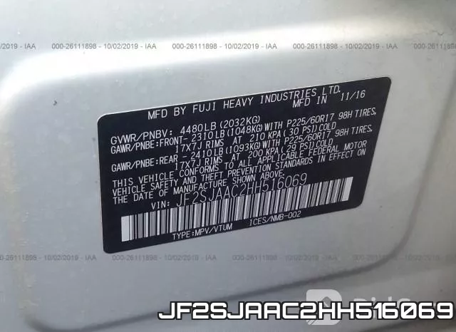 JF2SJAAC2HH516069 фото 10