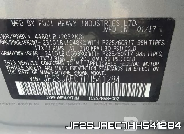 JF2SJAEC7HH541284 фото 10