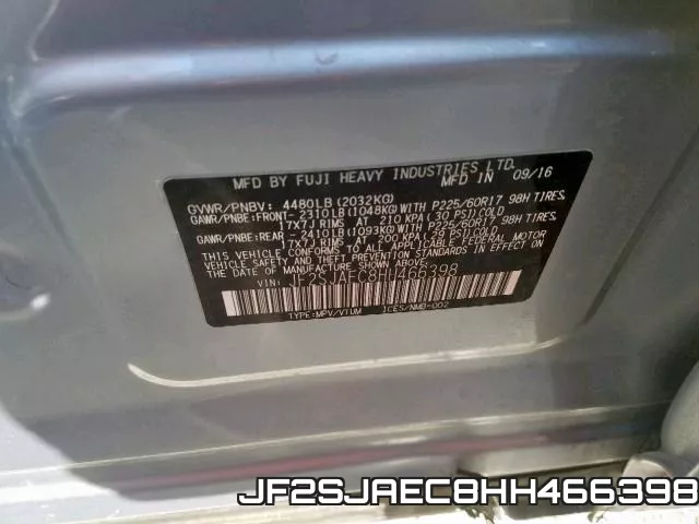 JF2SJAEC8HH466398 фото 2