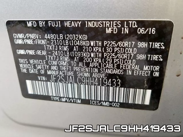 JF2SJALC9HH419433 фото 2