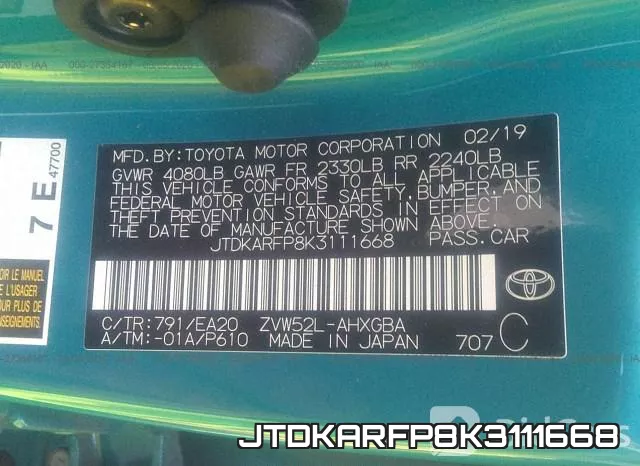JTDKARFP8K3111668 фото 10