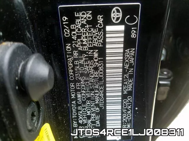 JTDS4RCE1LJ008311 фото 2