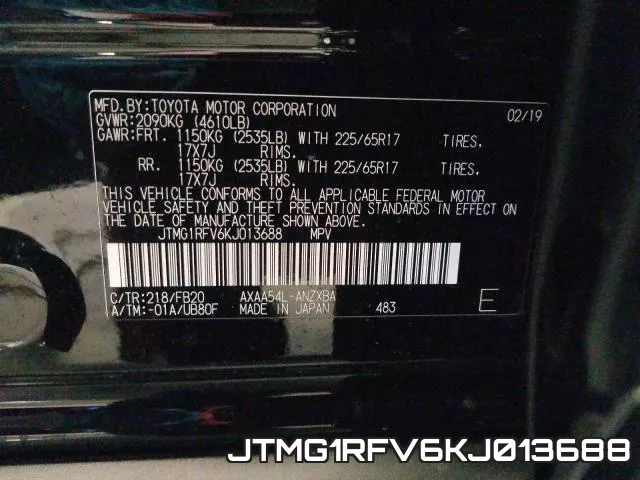 JTMG1RFV6KJ013688 фото 2