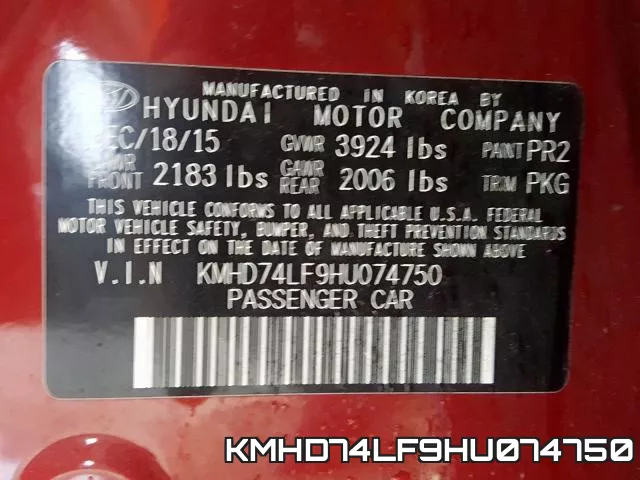 KMHD74LF9HU074750 фото 2