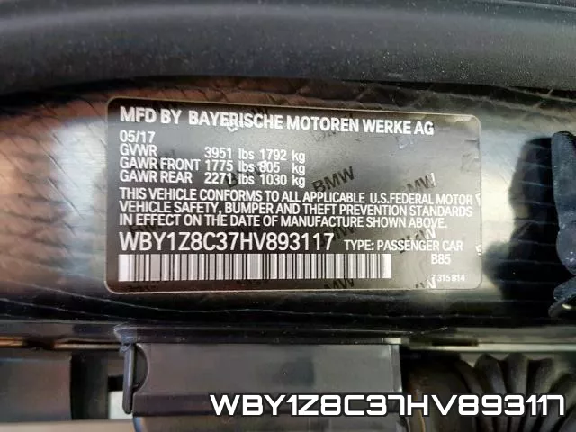 WBY1Z8C37HV893117 фото 2