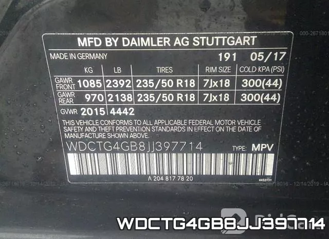 WDCTG4GB8JJ397714 фото 10