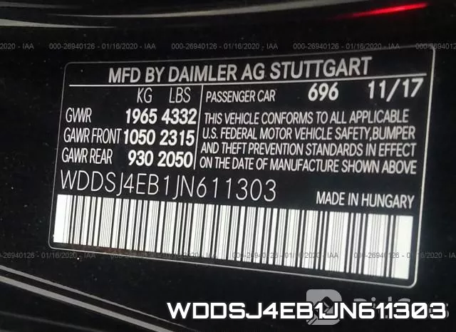 WDDSJ4EB1JN611303 фото 10