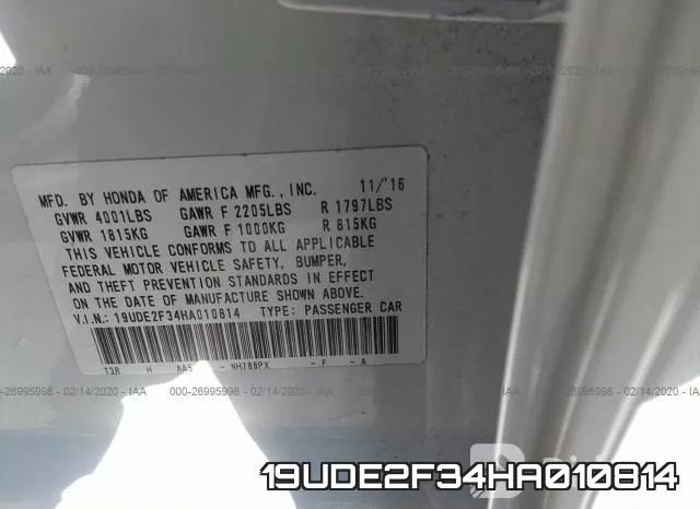 19UDE2F34HA010814 фото 10