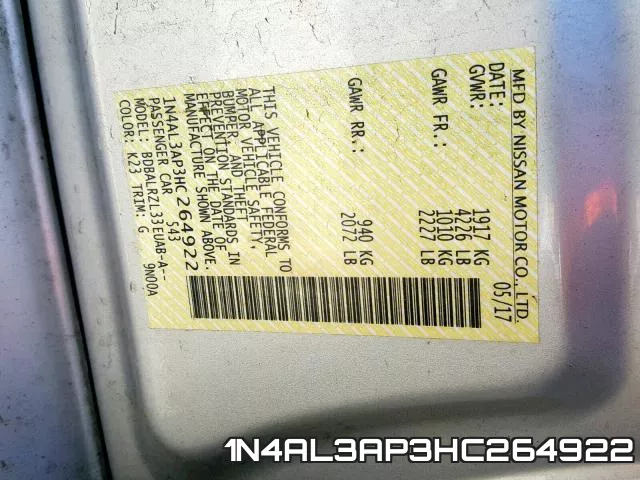 1N4AL3AP3HC264922 фото 2