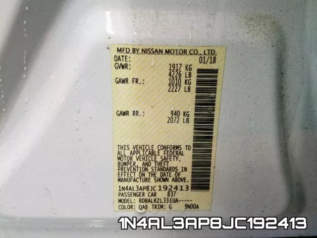 1N4AL3AP8JC192413 фото 2