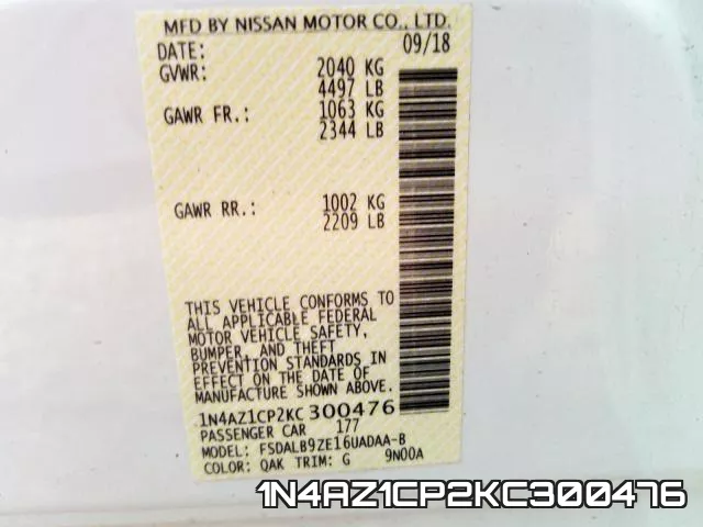 1N4AZ1CP2KC300476 фото 2