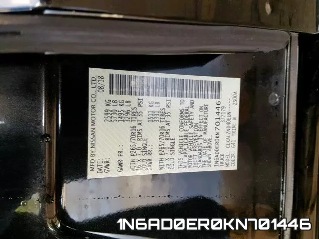1N6AD0ER0KN701446 фото 2