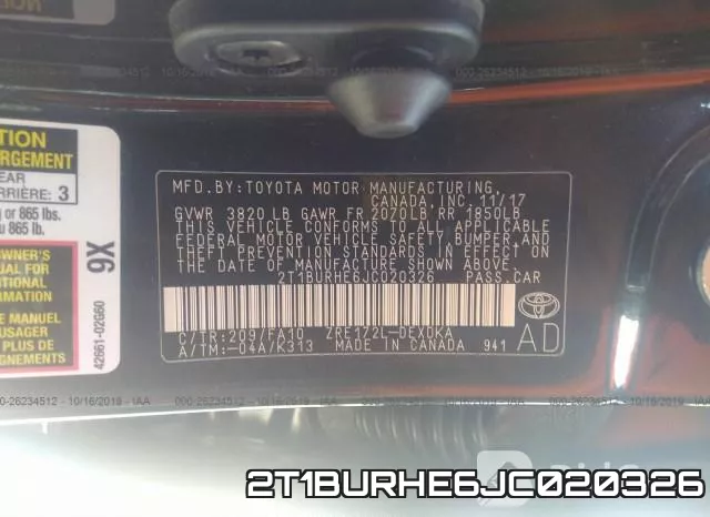 2T1BURHE6JC020326 фото 10