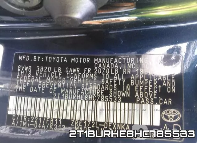 2T1BURHE8HC785533 фото 10