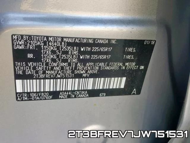 2T3BFREV7JW751531 фото 2