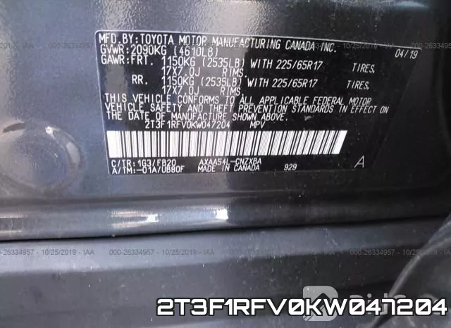 2T3F1RFV0KW047204 фото 10