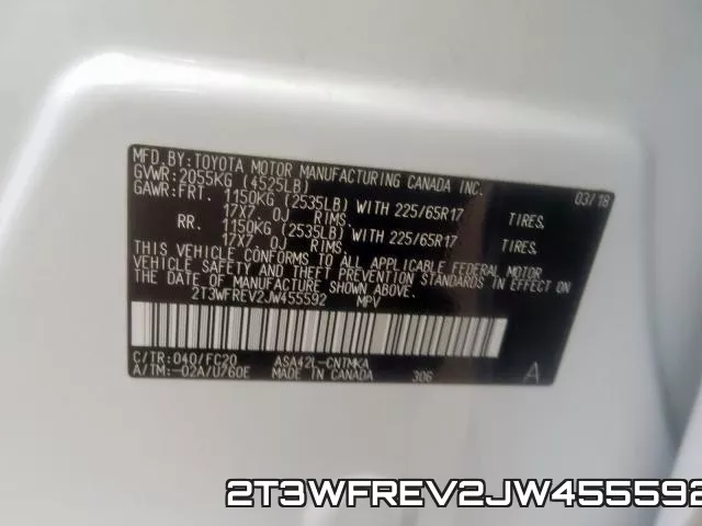2T3WFREV2JW455592 фото 2