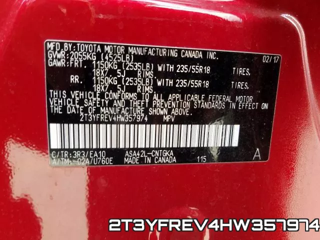 2T3YFREV4HW357974 фото 2