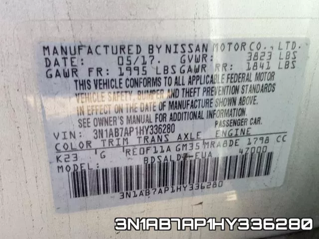 3N1AB7AP1HY336280 фото 2