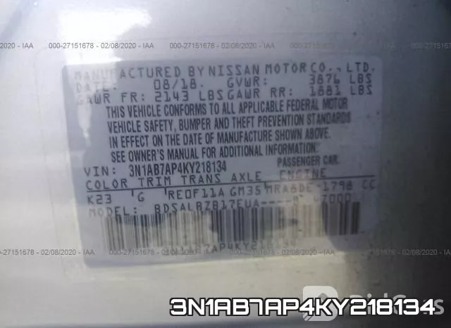 3N1AB7AP4KY218134 фото 10
