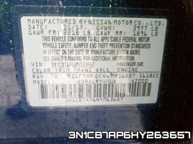3N1CB7AP6HY263657 фото 2