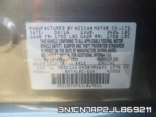 3N1CN7AP2JL869211 фото 2