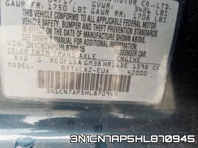 3N1CN7AP5HL870945 фото 2