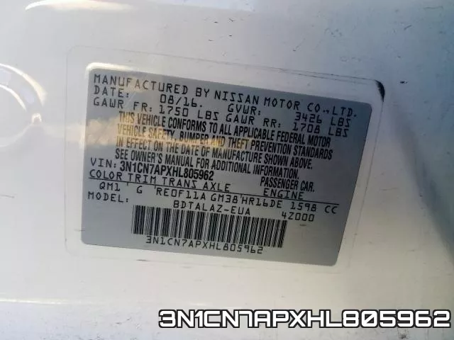 3N1CN7APXHL805962 фото 2