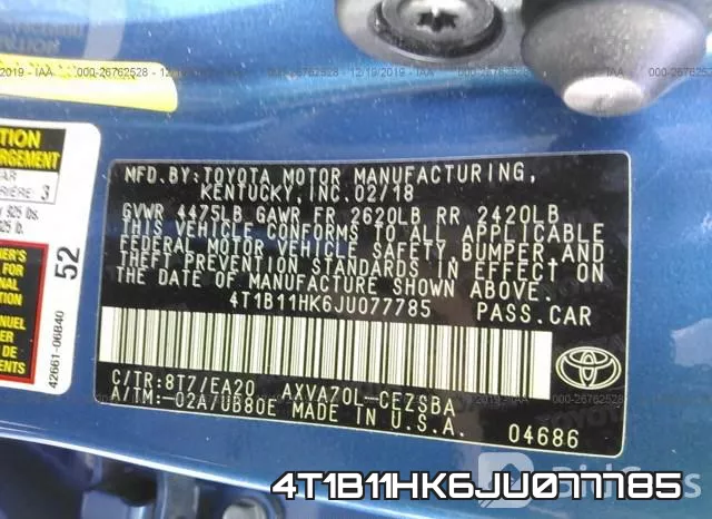 4T1B11HK6JU077785 фото 10