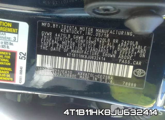4T1B11HK8JU632414 фото 10