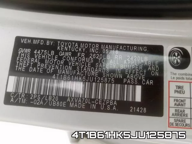 4T1B61HK5JU125875 фото 2