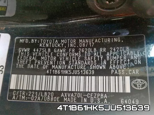 4T1B61HK5JU513639 фото 2