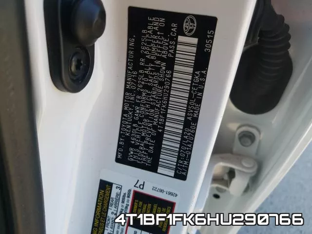 4T1BF1FK6HU290766 фото 2