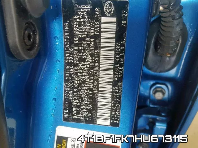 4T1BF1FK7HU673115 фото 2