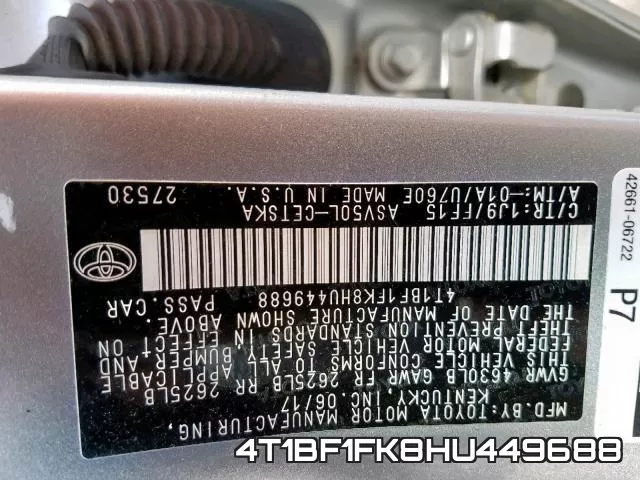4T1BF1FK8HU449688 фото 2