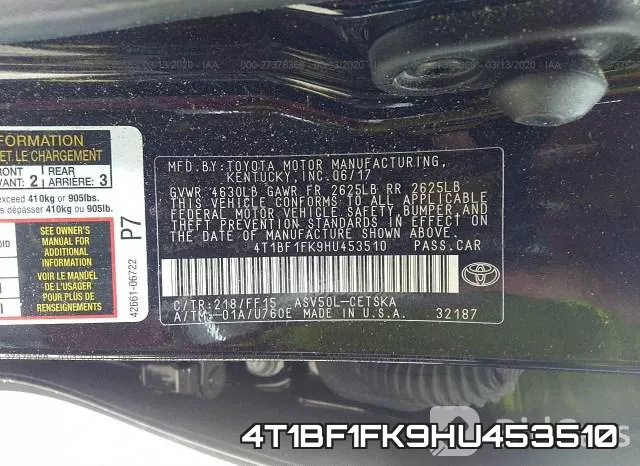 4T1BF1FK9HU453510 фото 10
