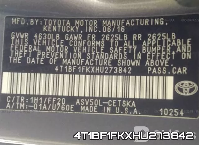 4T1BF1FKXHU273842 фото 10