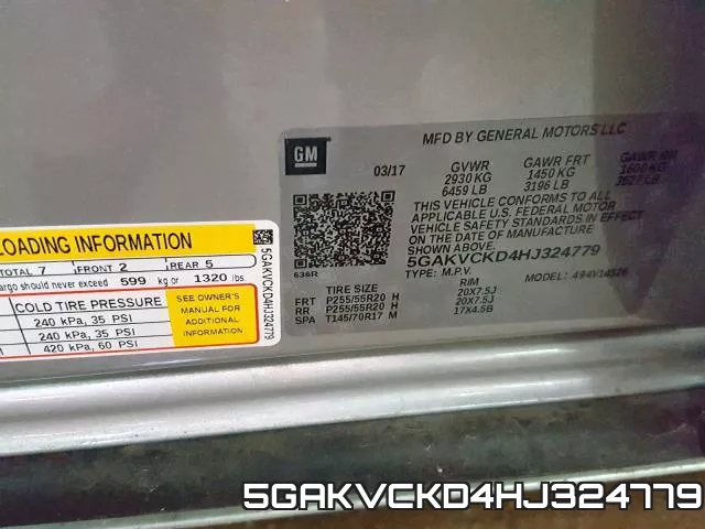 5GAKVCKD4HJ324779 фото 2