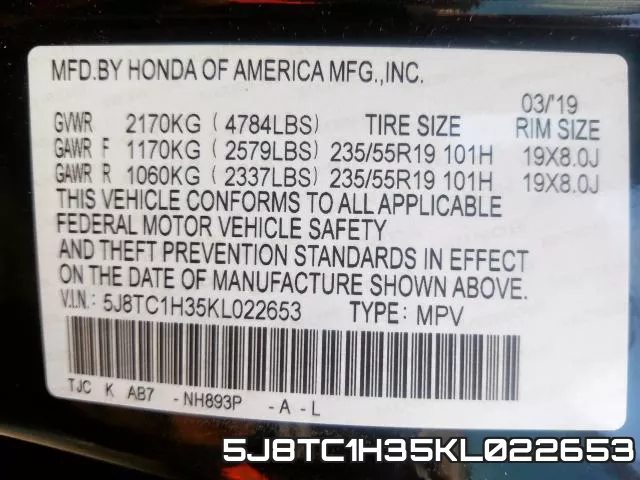 5J8TC1H35KL022653 фото 2