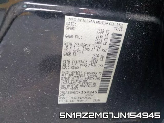 5N1AZ2MG7JN154945 фото 2
