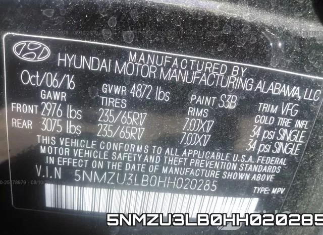 5NMZU3LB0HH020285 фото 10