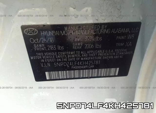 5NPD74LF4KH425781 фото 10